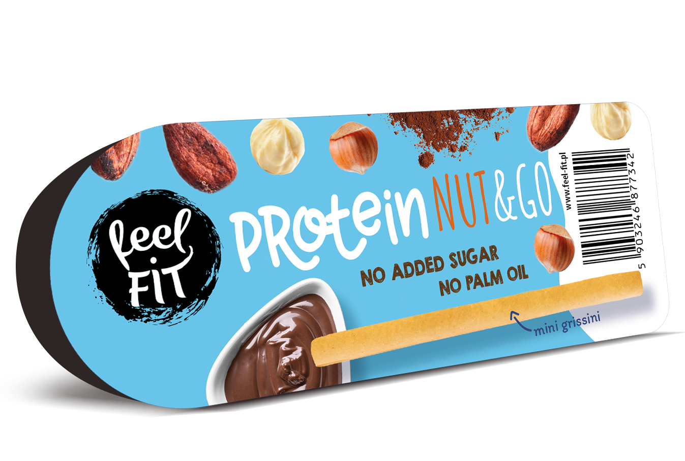 Protein chocolate & hazelnut spread with mini grissini