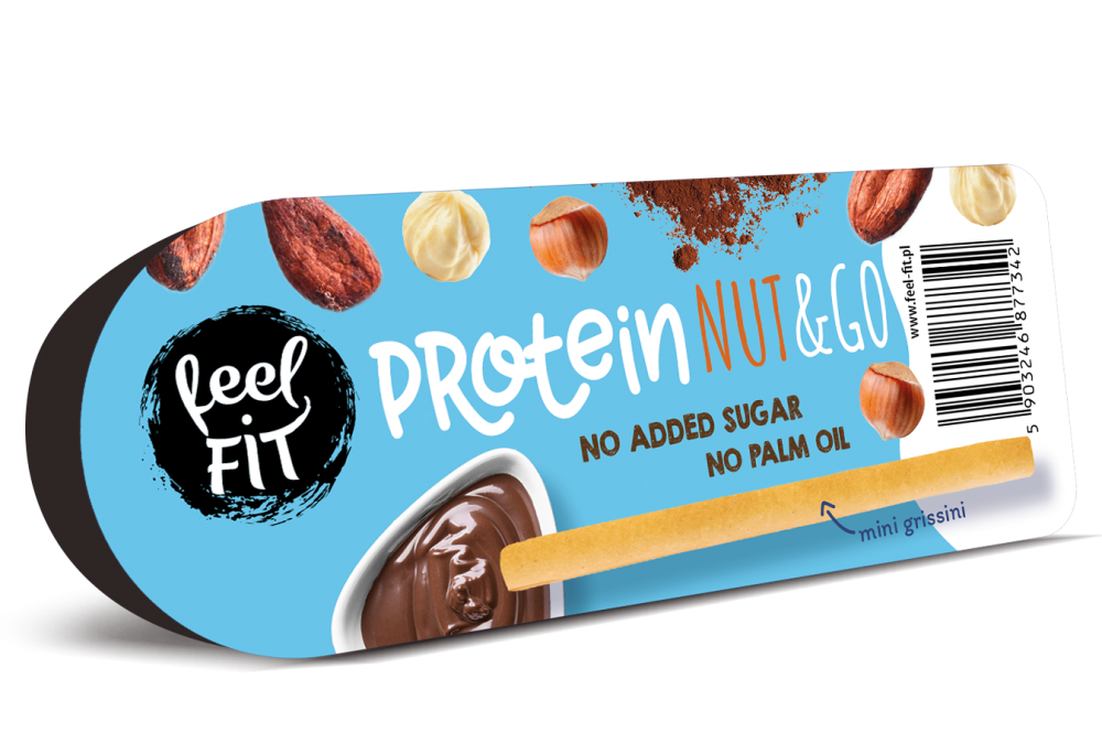 Protein chocolate &  hazelnut spread with mini grissini 