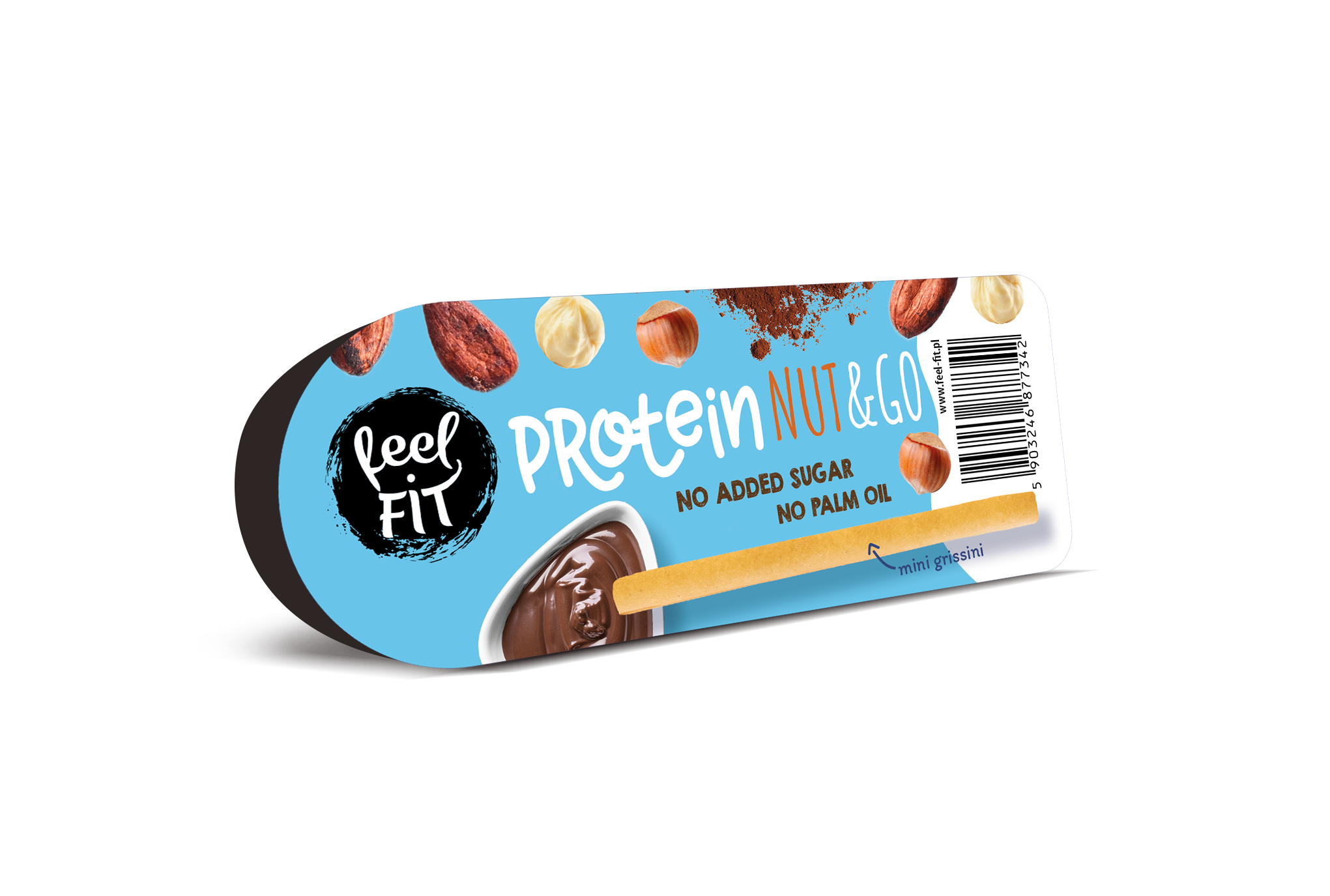 Protein-Schokoladen-Nusscreme ohne Zuckerzusatz, mit Brotstangen